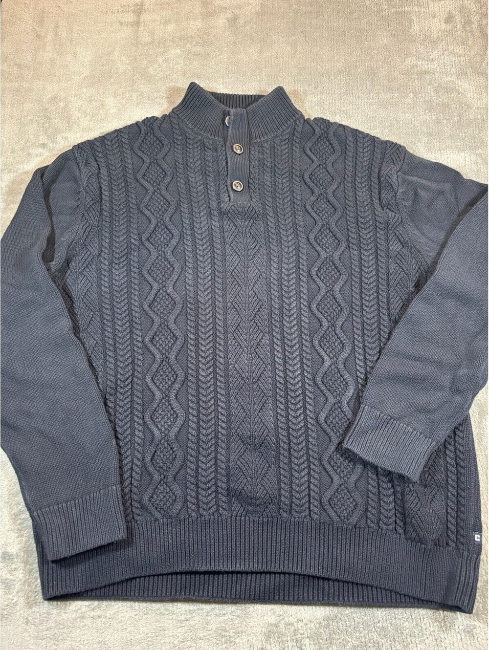 Chaps Men’s Sweater Cable Knit Navy Blue Size XL 100 Percent Cotton Classic